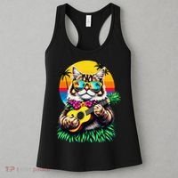 Hawaiian Persian Cat Pineapple Ukulele Summer Vacation Women's Tank Top thumb 3