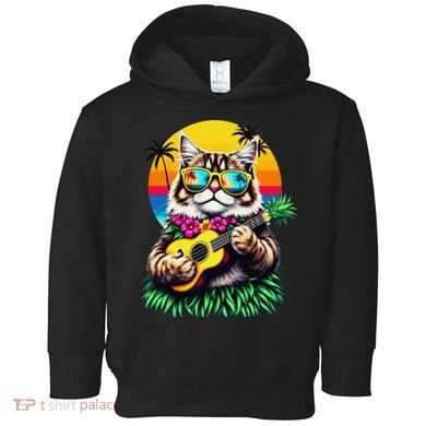 Hawaiian Persian Cat Pineapple Ukulele Summer Vacation Toddler Hoodie