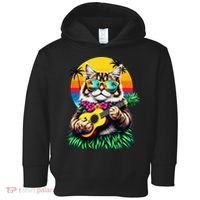 Hawaiian Persian Cat Pineapple Ukulele Summer Vacation Toddler Hoodie thumb 0