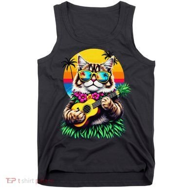 Hawaiian Persian Cat Pineapple Ukulele Summer Vacation Tank Top