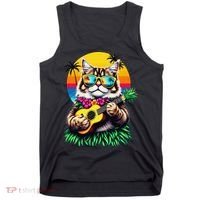 Hawaiian Persian Cat Pineapple Ukulele Summer Vacation Tank Top thumb 0