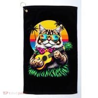 Hawaiian Persian Cat Pineapple Ukulele Summer Vacation Golf Towel thumb 0