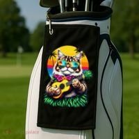Hawaiian Persian Cat Pineapple Ukulele Summer Vacation Golf Towel thumb 2