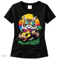 Hawaiian Persian Cat Pineapple Ukulele Summer Vacation Women's T-Shirt thumb 0