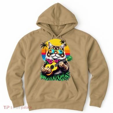 Hawaiian Persian Cat Pineapple Ukulele Summer Vacation Hoodie