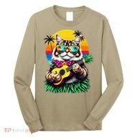 Hawaiian Persian Cat Pineapple Ukulele Summer Vacation Long Sleeve Shirt thumb 0