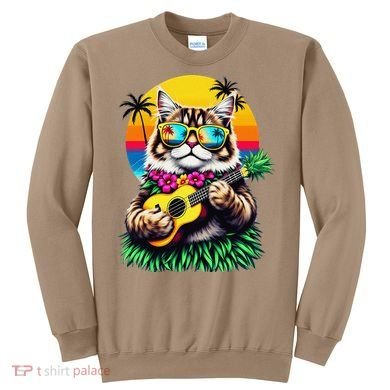 Hawaiian Persian Cat Pineapple Ukulele Summer Vacation Sweatshirt
