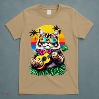 Hawaiian Persian Cat Pineapple Ukulele Summer Vacation T-Shirt thumb 5