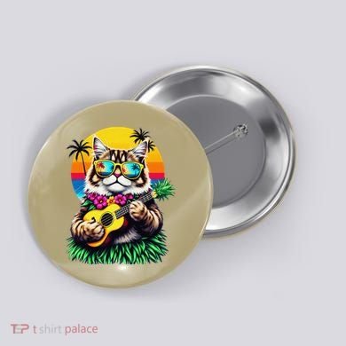 Hawaiian Persian Cat Pineapple Ukulele Summer Vacation Button