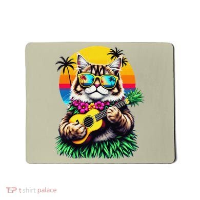 Hawaiian Persian Cat Pineapple Ukulele Summer Vacation Mousepad