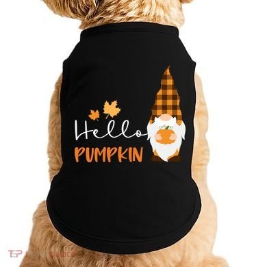 Hello Pumpkin Cute Gnome Fall Autumn Doggie Tank