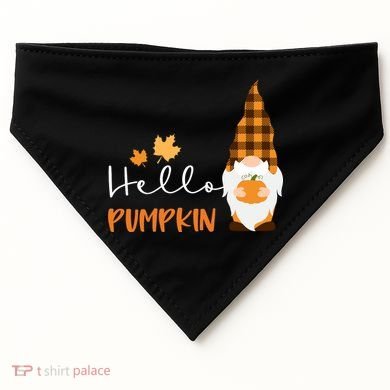 Hello Pumpkin Cute Gnome Fall Autumn USA-Made Doggie Bandana