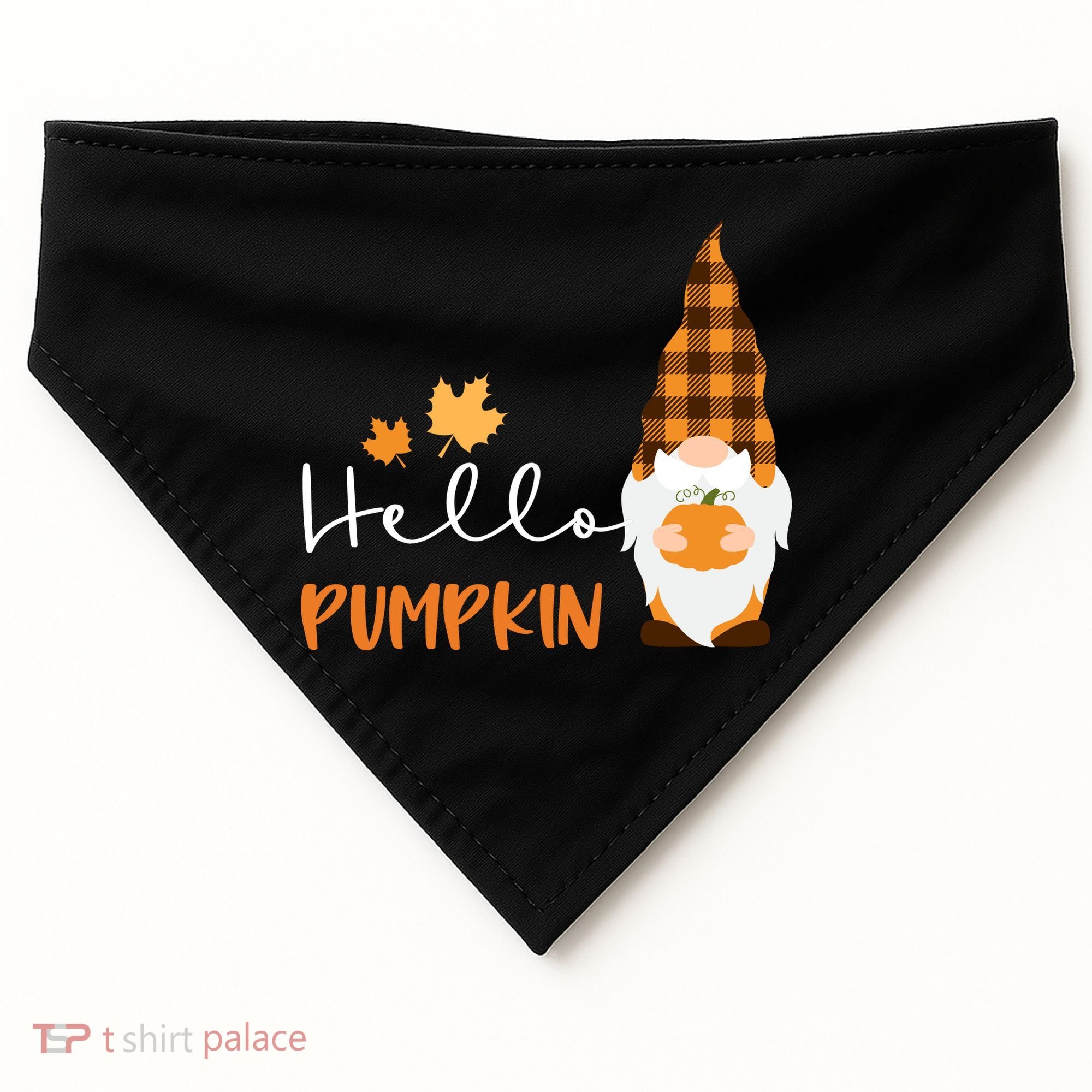 Hello Pumpkin Cute Gnome Fall Autumn USA-Made Doggie Bandana