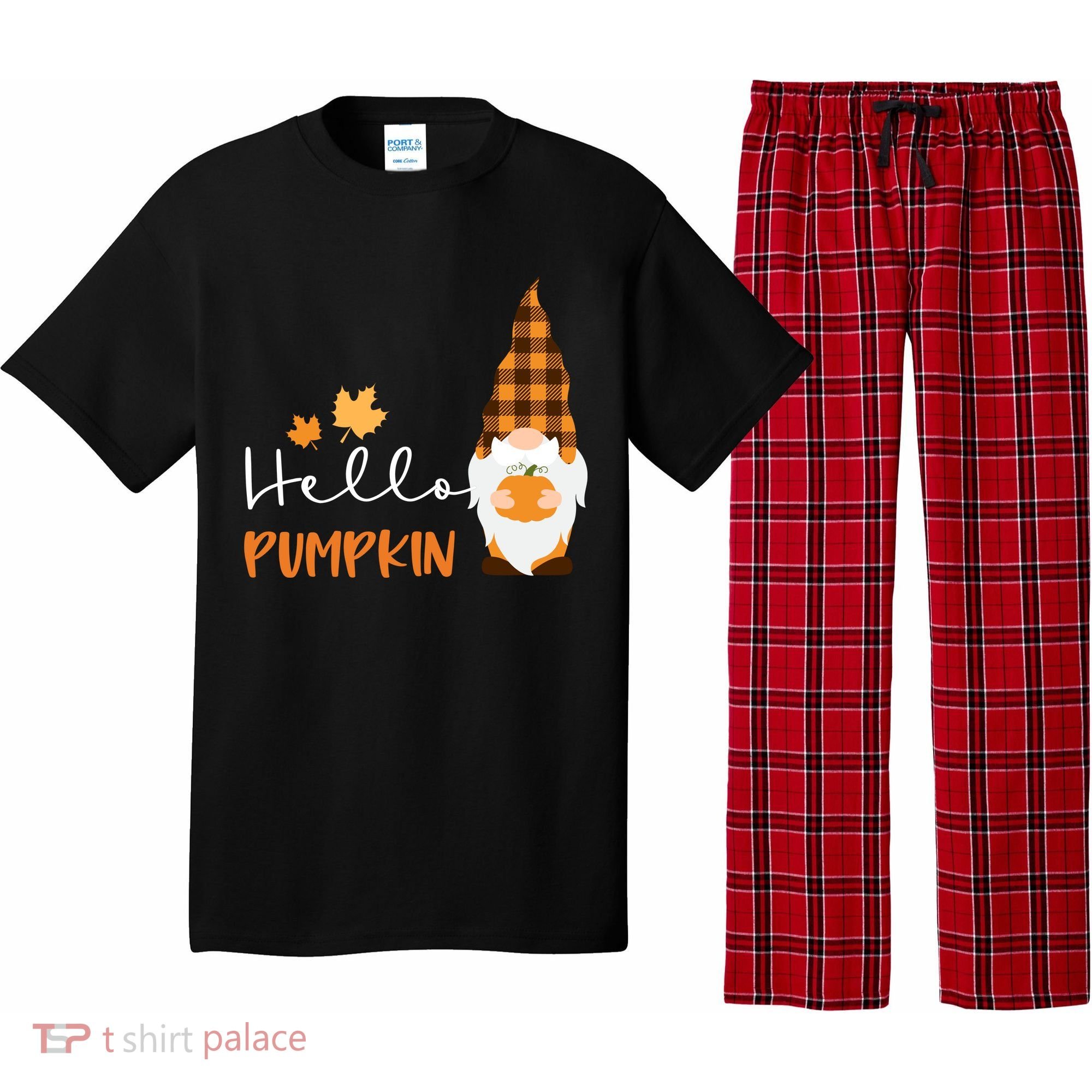 Hello Pumpkin Cute Gnome Fall Autumn Pajama Set