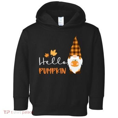 Hello Pumpkin Cute Gnome Fall Autumn Toddler Hoodie