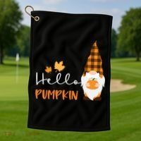 Hello Pumpkin Cute Gnome Fall Autumn Golf Towel thumb 1