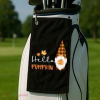 Hello Pumpkin Cute Gnome Fall Autumn Golf Towel thumb 2
