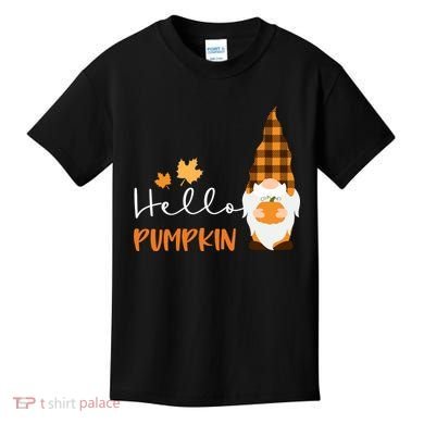 Hello Pumpkin Cute Gnome Fall Autumn Kids T-Shirt