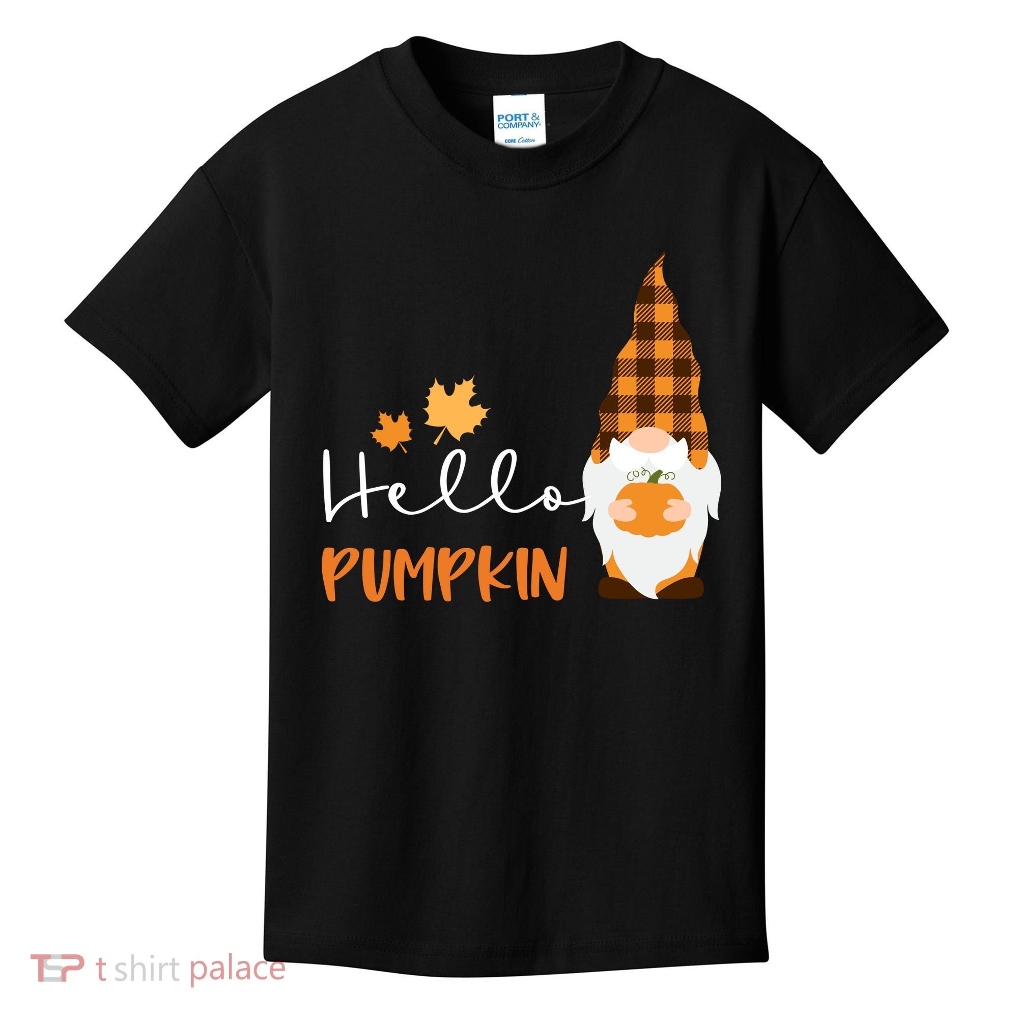 Hello Pumpkin Cute Gnome Fall Autumn Kids T-Shirt