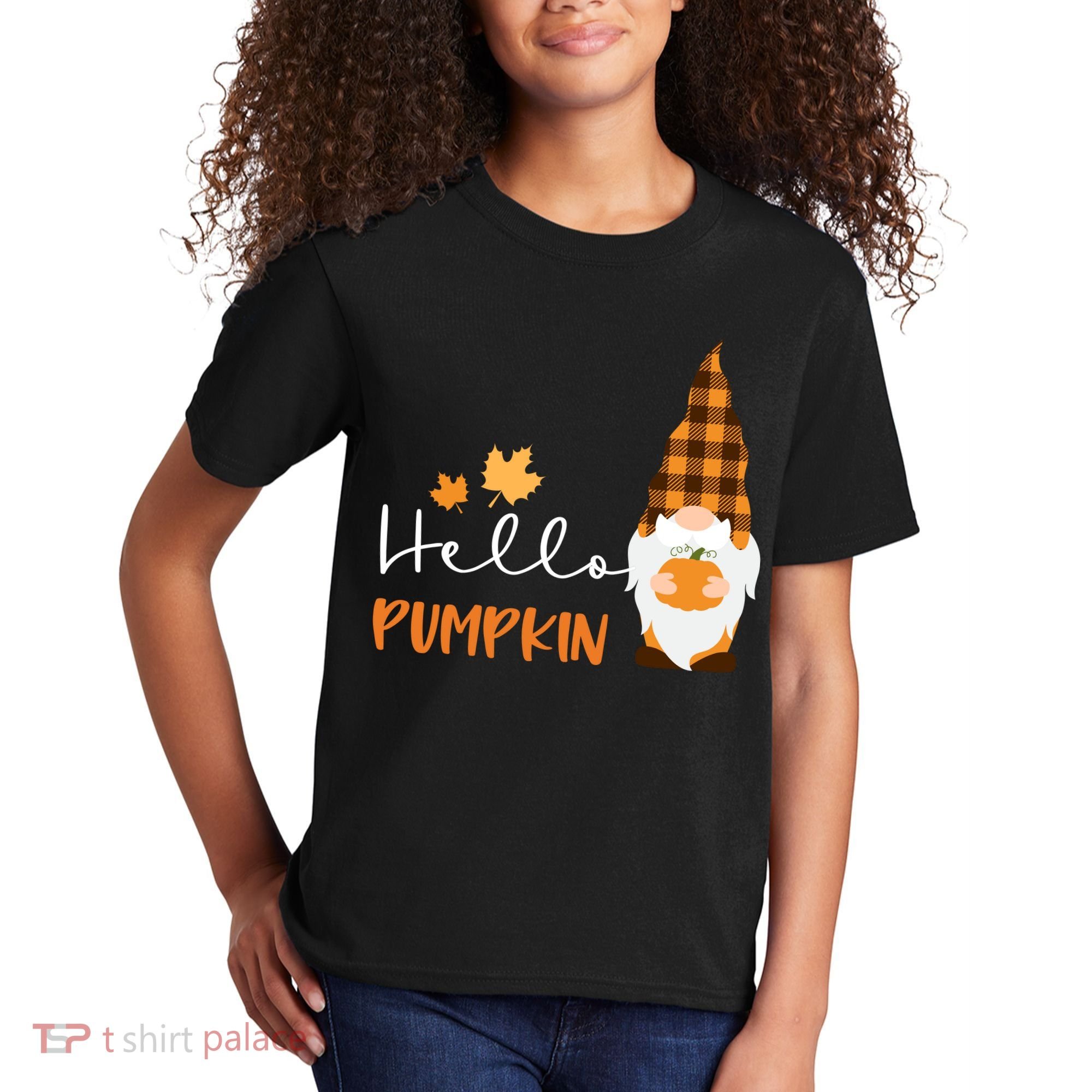 Hello Pumpkin Cute Gnome Fall Autumn Kids T-Shirt