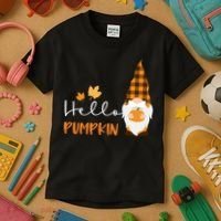 Hello Pumpkin Cute Gnome Fall Autumn Kids T-Shirt thumb 3
