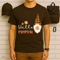 Hello Pumpkin Cute Gnome Fall Autumn T-Shirt thumb 6