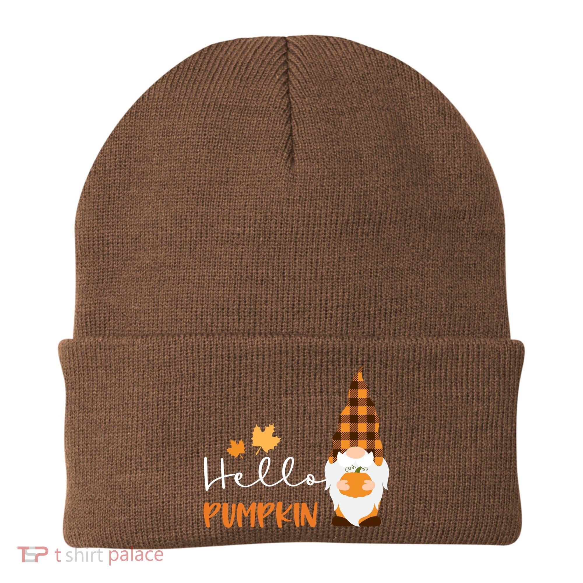 Hello Pumpkin Cute Gnome Fall Autumn Beanie