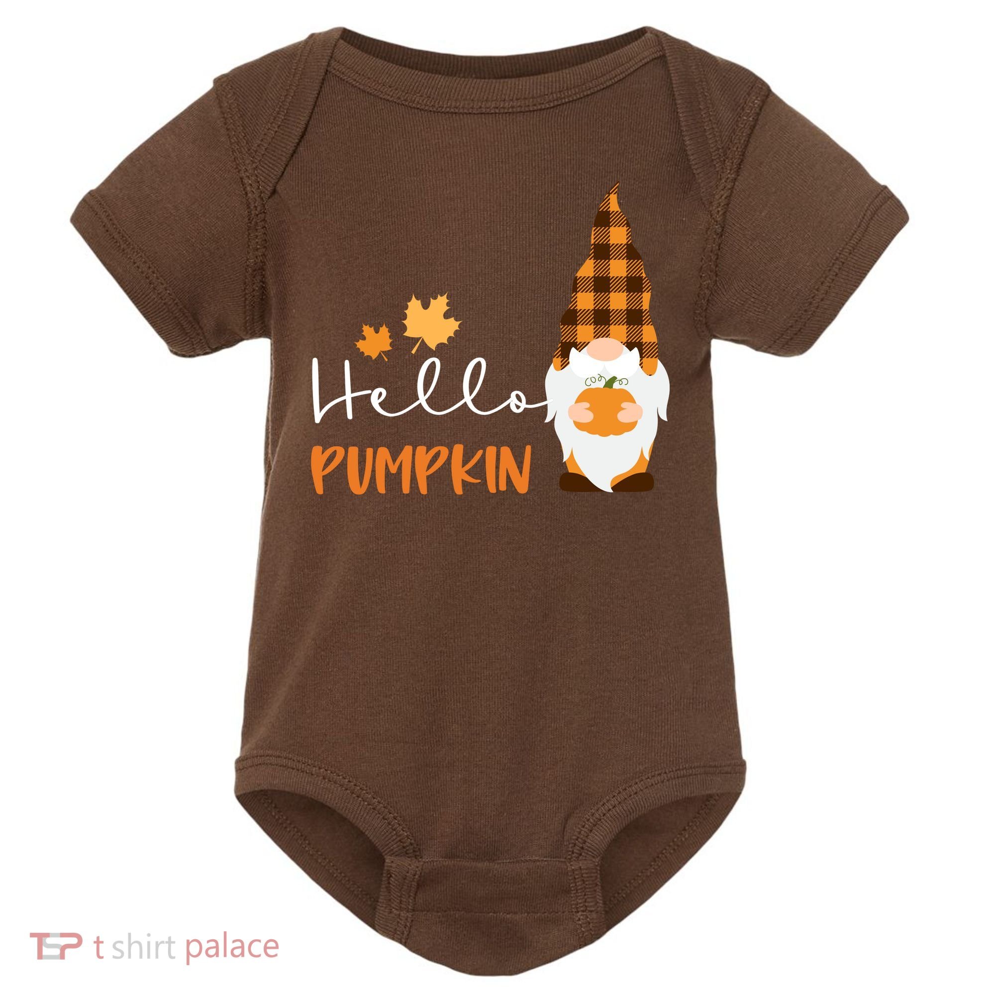 Hello Pumpkin Cute Gnome Fall Autumn Baby Bodysuit