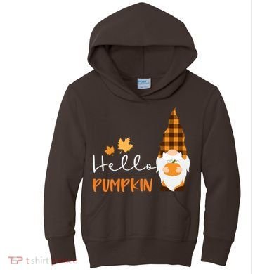 Hello Pumpkin Cute Gnome Fall Autumn Kids Hoodie