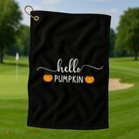 Hello Pumpkin Cute Fall Golf Towel thumb 1