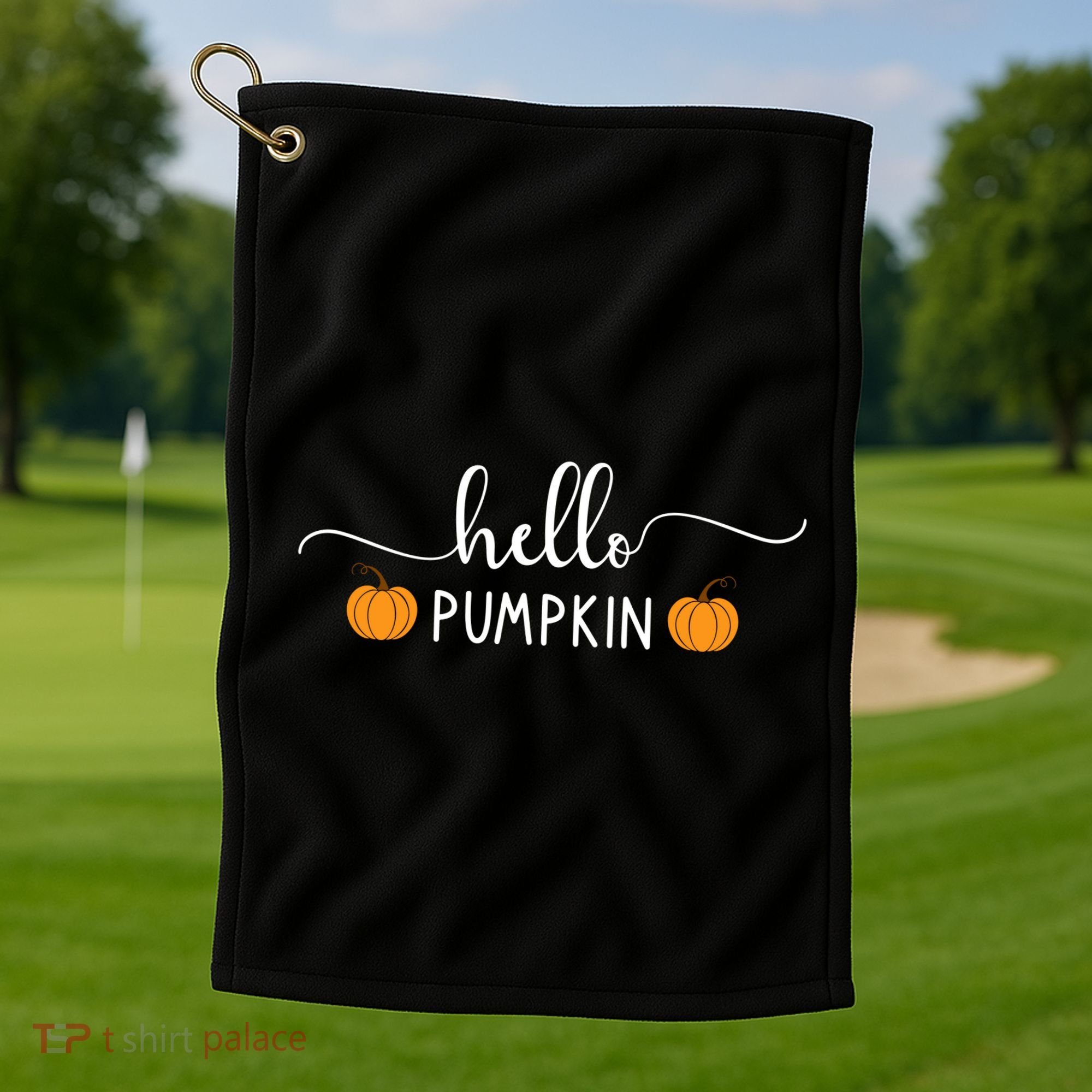 Hello Pumpkin Cute Fall Golf Towel