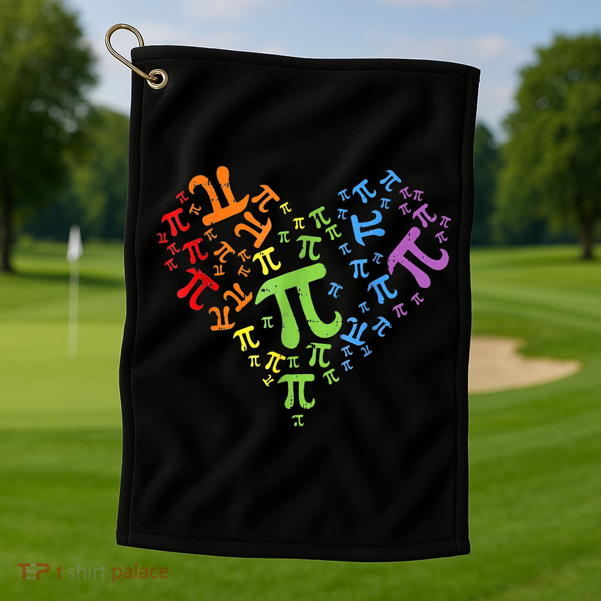 Heart Pi Day Funny Graphic Math Teacher Golf Towel