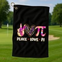 Happy Pi Day Mathematic Math Teacher Peace Love Pi Day Gift Golf Towel thumb 1