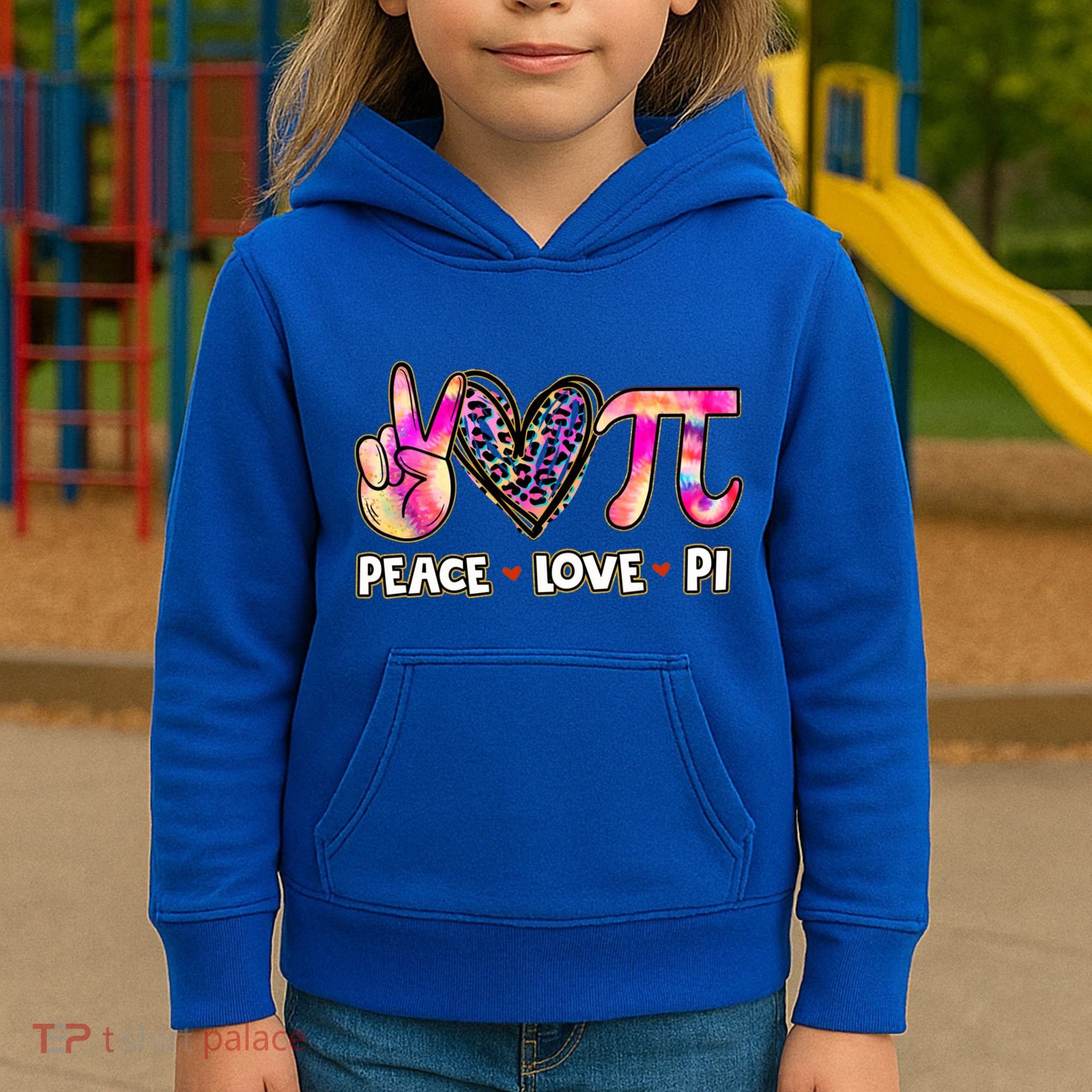 Happy Pi Day Mathematic Math Teacher Peace Love Pi Day Gift Kids Hoodie