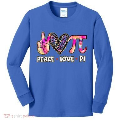 Happy Pi Day Mathematic Math Teacher Peace Love Pi Day Gift Kids Long Sleeve Shirt