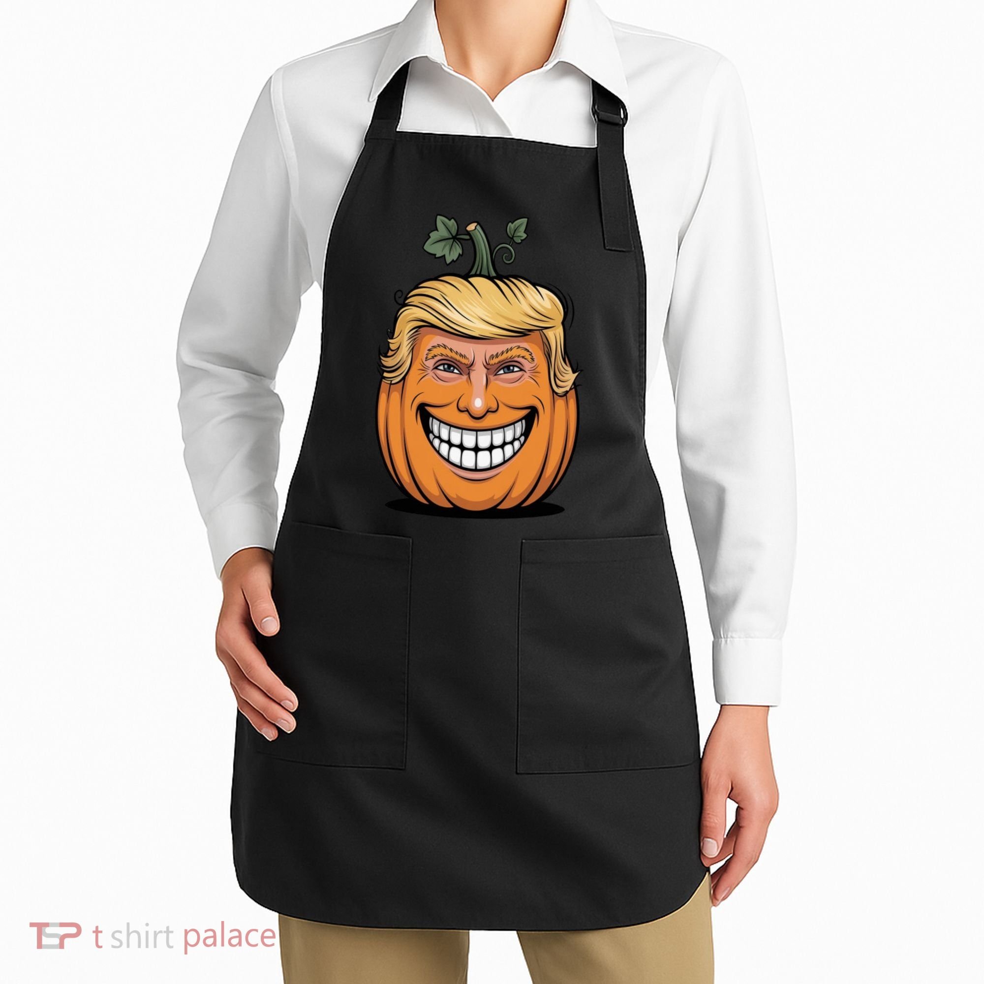 Halloween Pumpkin Donald Trump Funny Apron