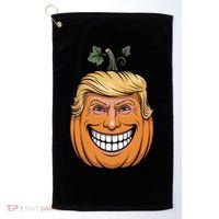 Halloween Pumpkin Donald Trump Funny Golf Towel thumb 0