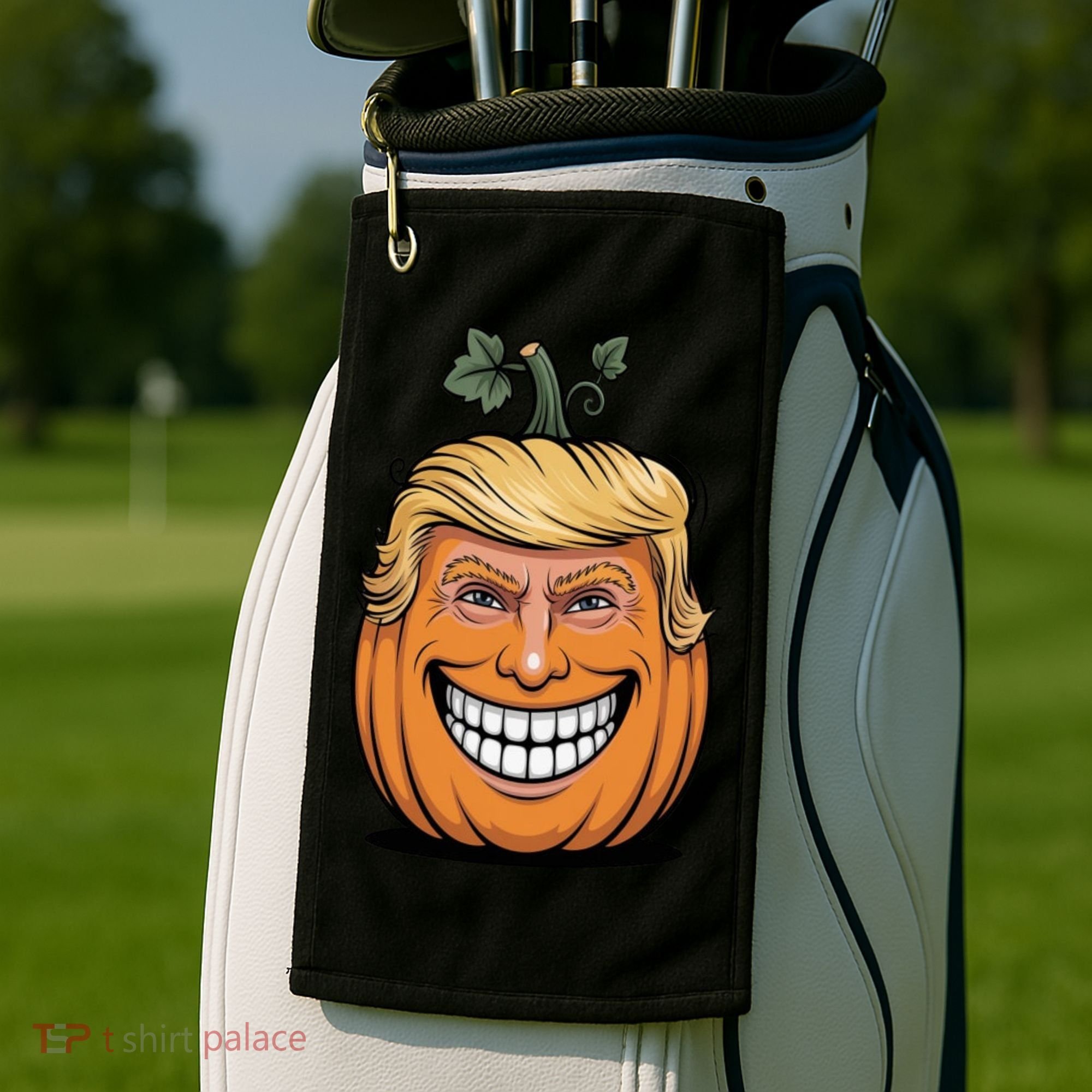 Halloween Pumpkin Donald Trump Funny Golf Towel