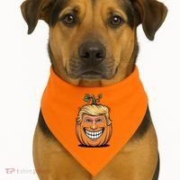 Halloween Pumpkin Donald Trump Funny USA-Made Doggie Bandana thumb 1