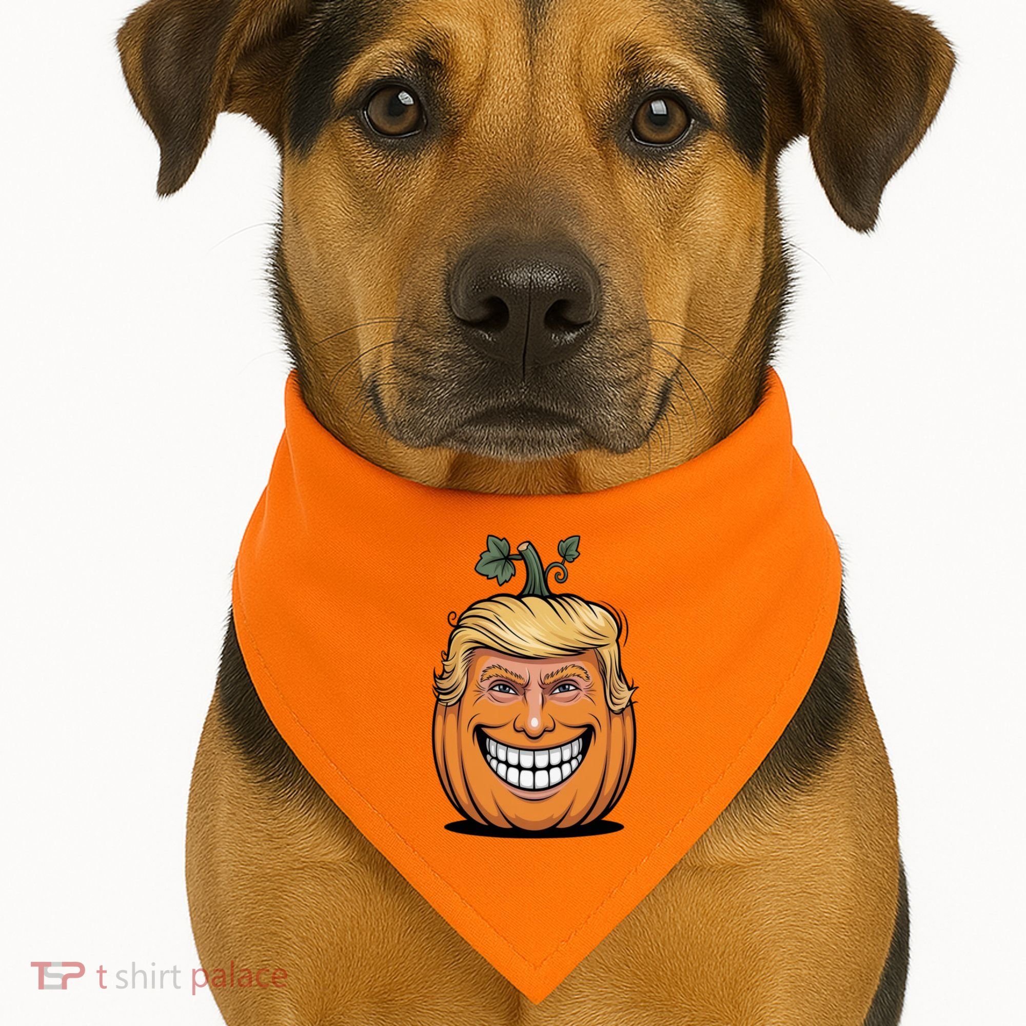 Halloween Pumpkin Donald Trump Funny USA-Made Doggie Bandana