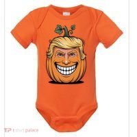 Halloween Pumpkin Donald Trump Funny Baby Bodysuit thumb 0