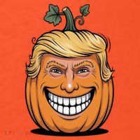 Halloween Pumpkin Donald Trump Funny Baby Bodysuit thumb 2