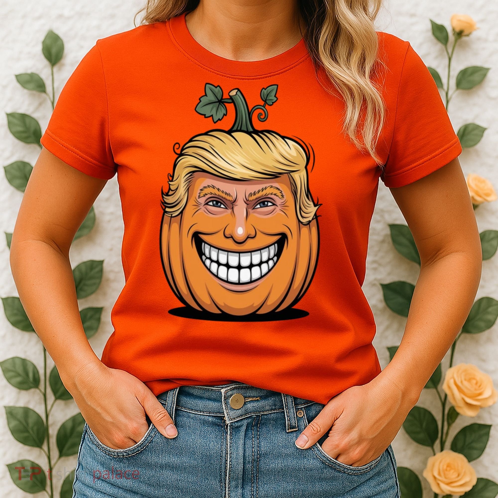 Halloween Pumpkin Donald Trump Funny Women's T-Shirt