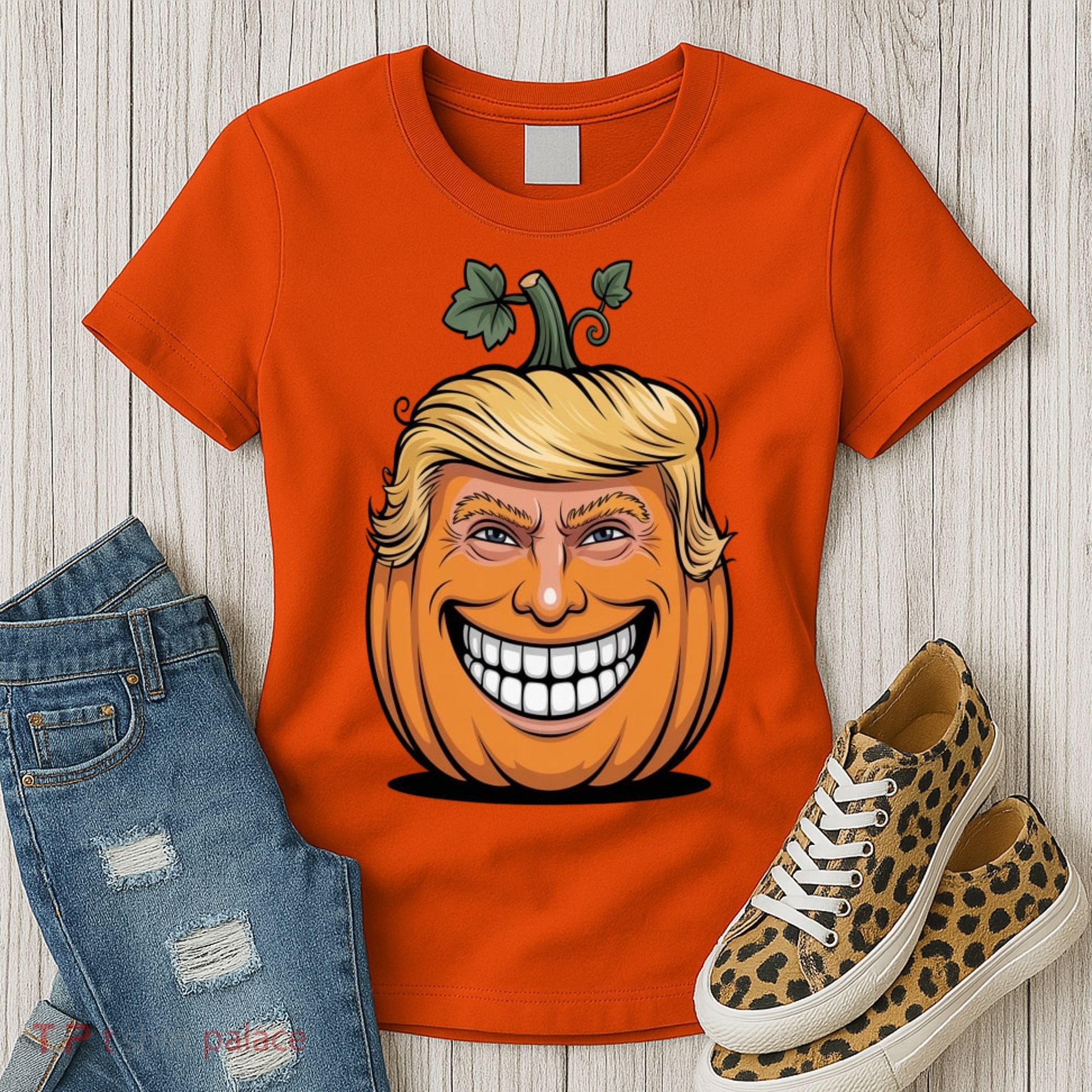 Halloween Pumpkin Donald Trump Funny Women's T-Shirt