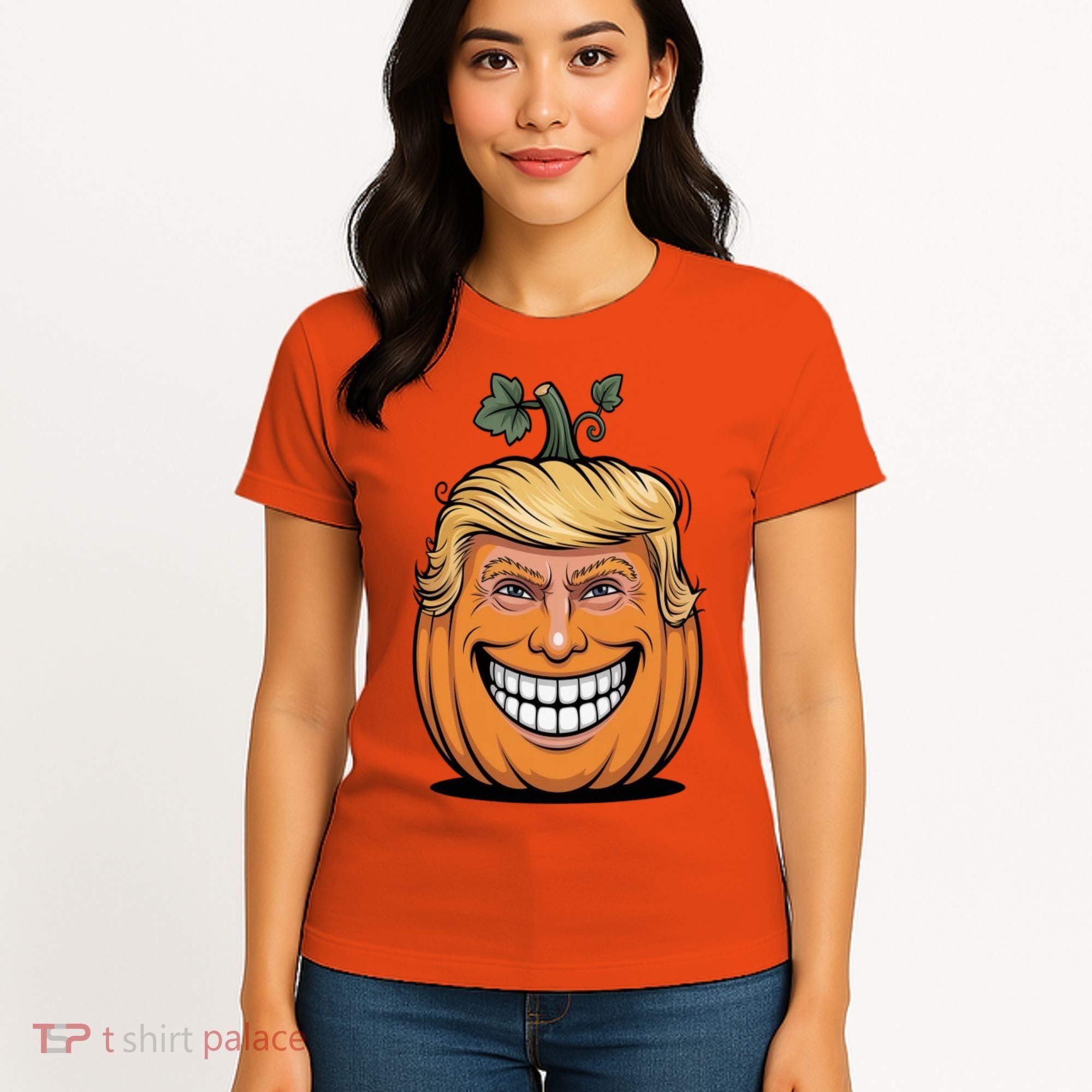 Halloween Pumpkin Donald Trump Funny Women's T-Shirt