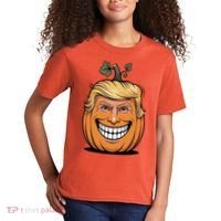 Halloween Pumpkin Donald Trump Funny Kids T-Shirt thumb 2