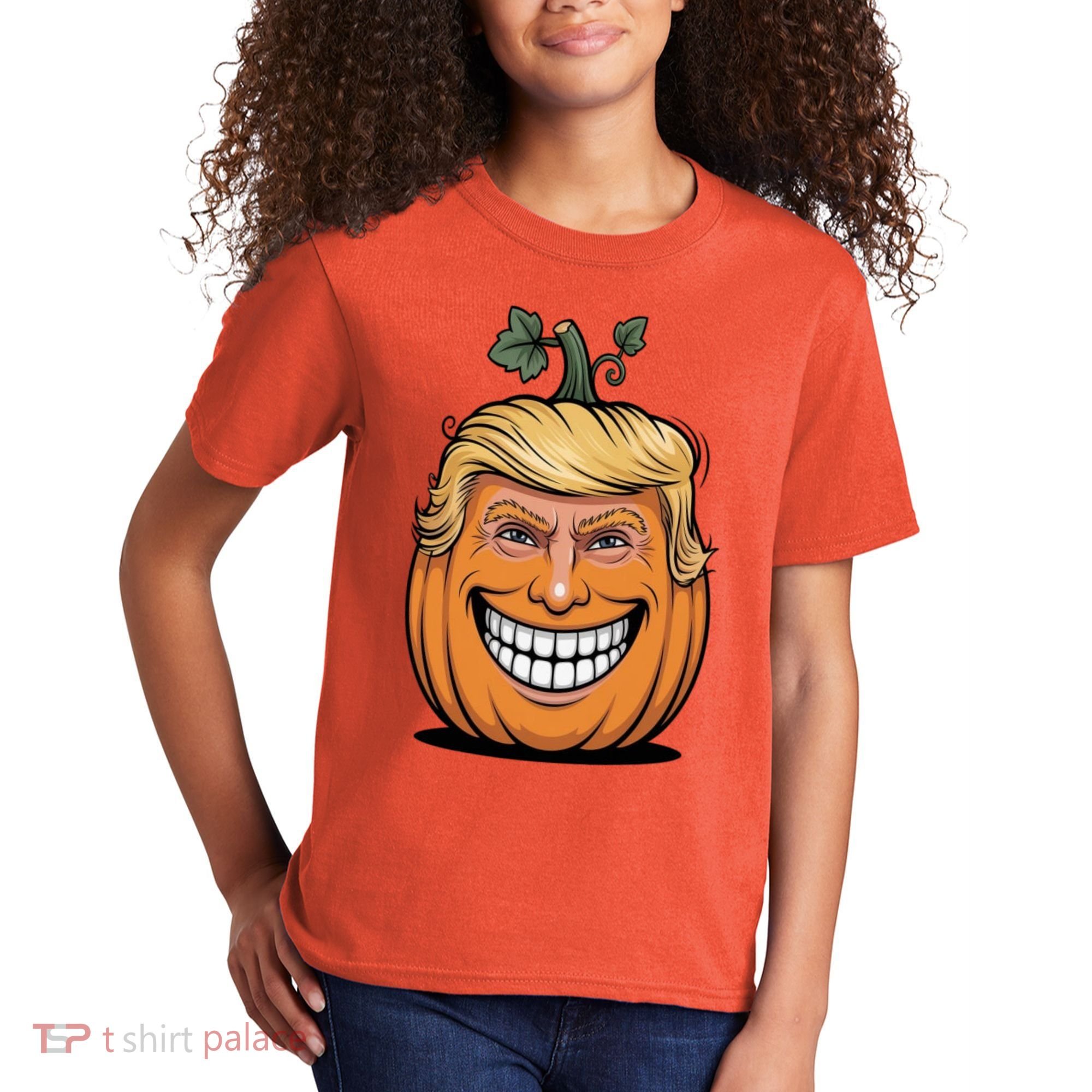 Halloween Pumpkin Donald Trump Funny Kids T-Shirt
