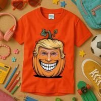 Halloween Pumpkin Donald Trump Funny Kids T-Shirt thumb 3