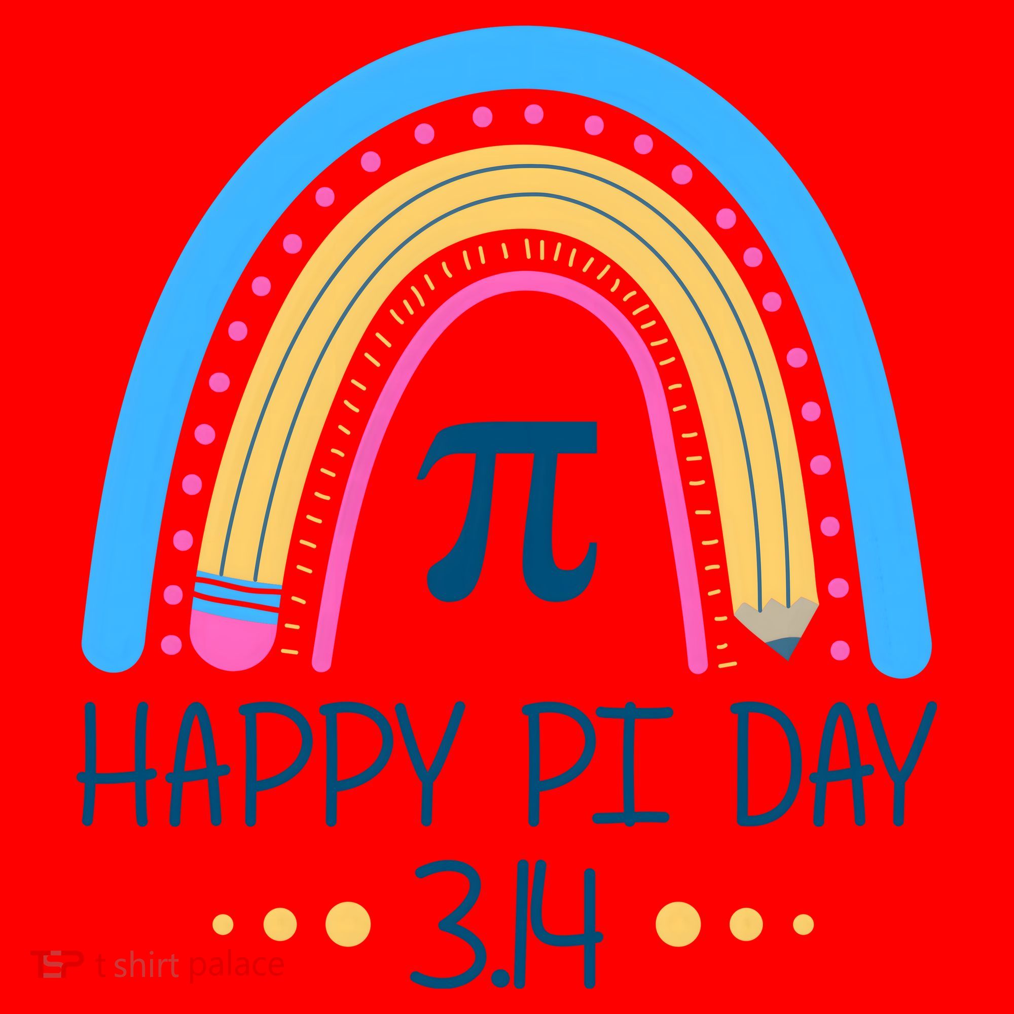 Happy Pi Day Pencil Rainbow March 14th Santa Hat