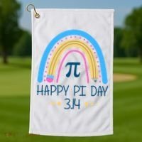 Happy Pi Day Pencil Rainbow March 14th Golf Towel thumb 1